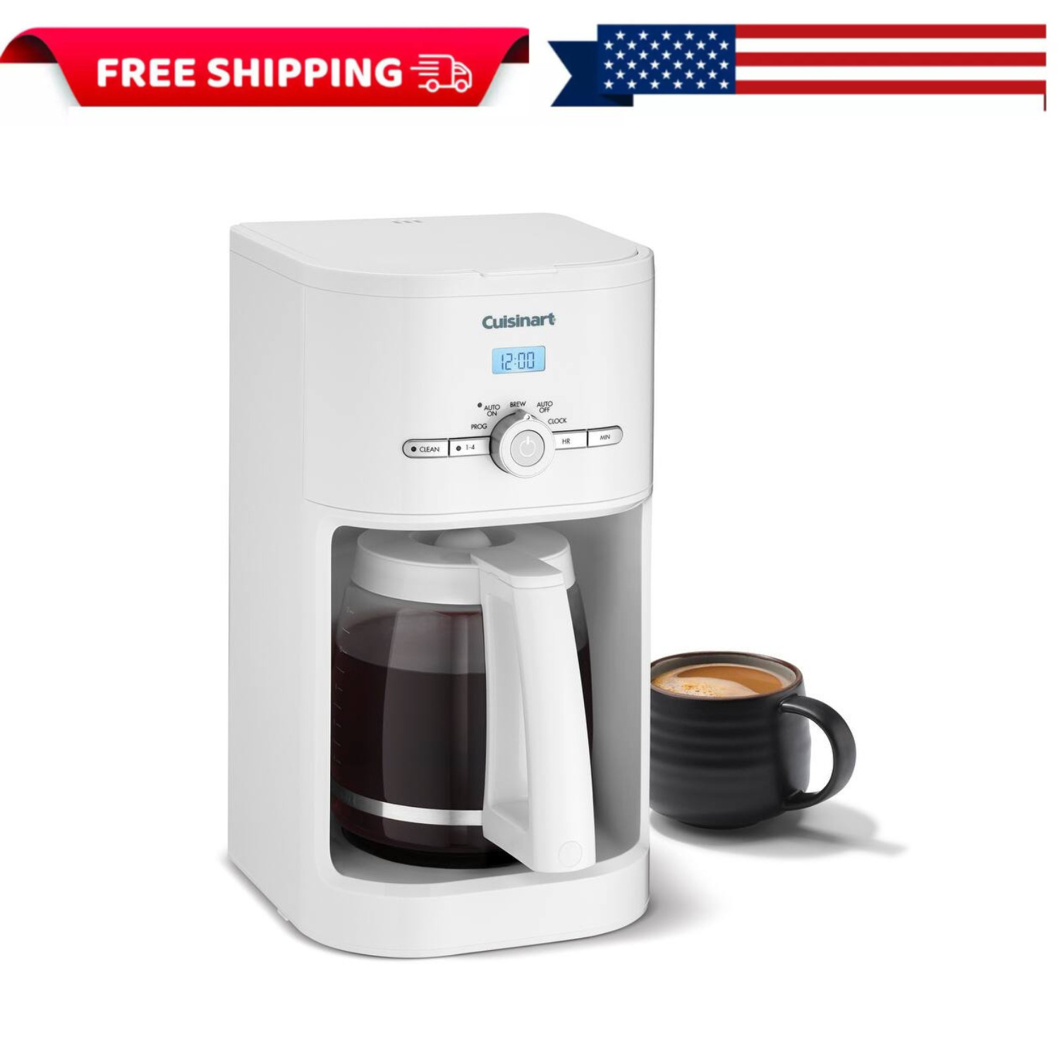 Cuisinart 12-Cup Programmable Coffeemaker, Black – 12 Cup – White