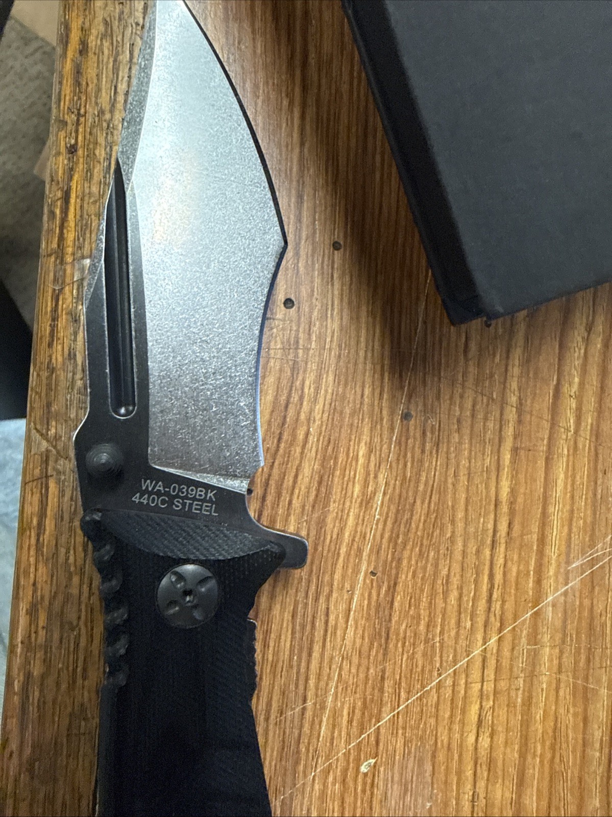 With Armor WA-039BK Folding Pocket Knife Torpedo 440C Steel