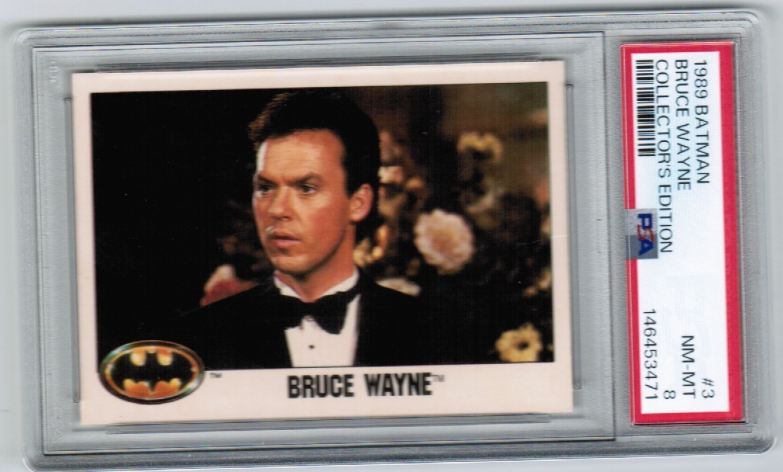 1989 BATMAN MOVIE COLLECTOR’S EDITION CARD #3 MICHAEL KEATON PSA 8