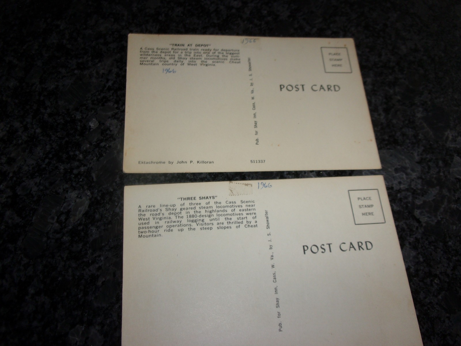 CASS SCENIC RAILROAD – WV- RARE POSTCARDS THREE ENGINES IN ONE POSTCARD & MORE