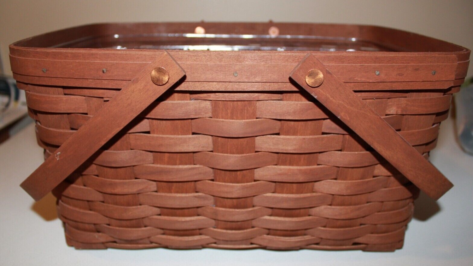 2006 Longaberger Rich Brown Medium Market Basket & Protector