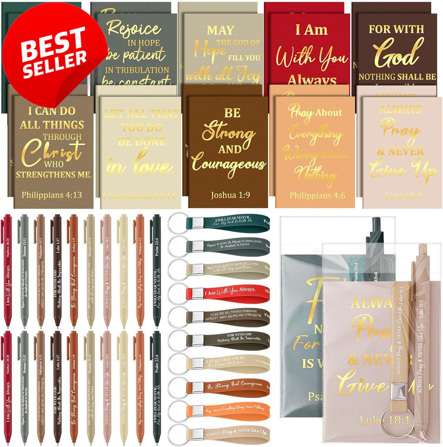 80pcs Christian Bible Gifts Bulk Notebooks Pens Keychains for Church Events – US