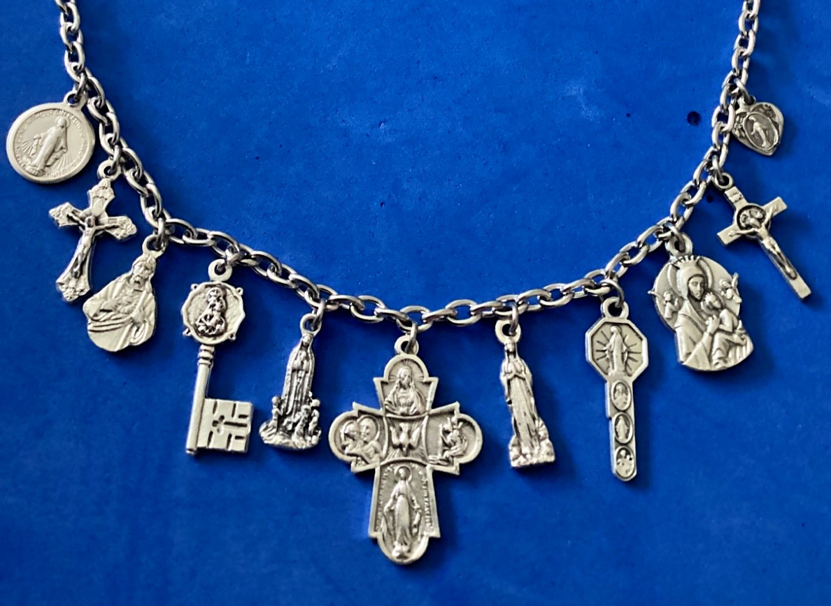 Custom Religious Catholic Saint Medal Charm Necklace Medals 22” Stainless Steel
