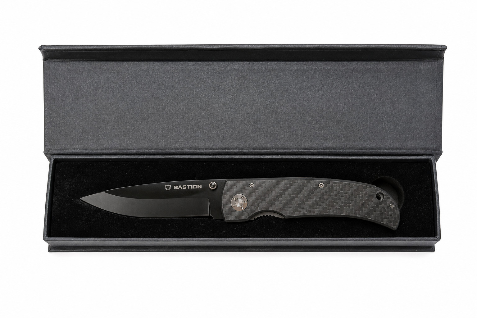 Bastion Carbon Fiber Folding EDC Pocket Knife 3K CF Blade Drop Point w/ Box