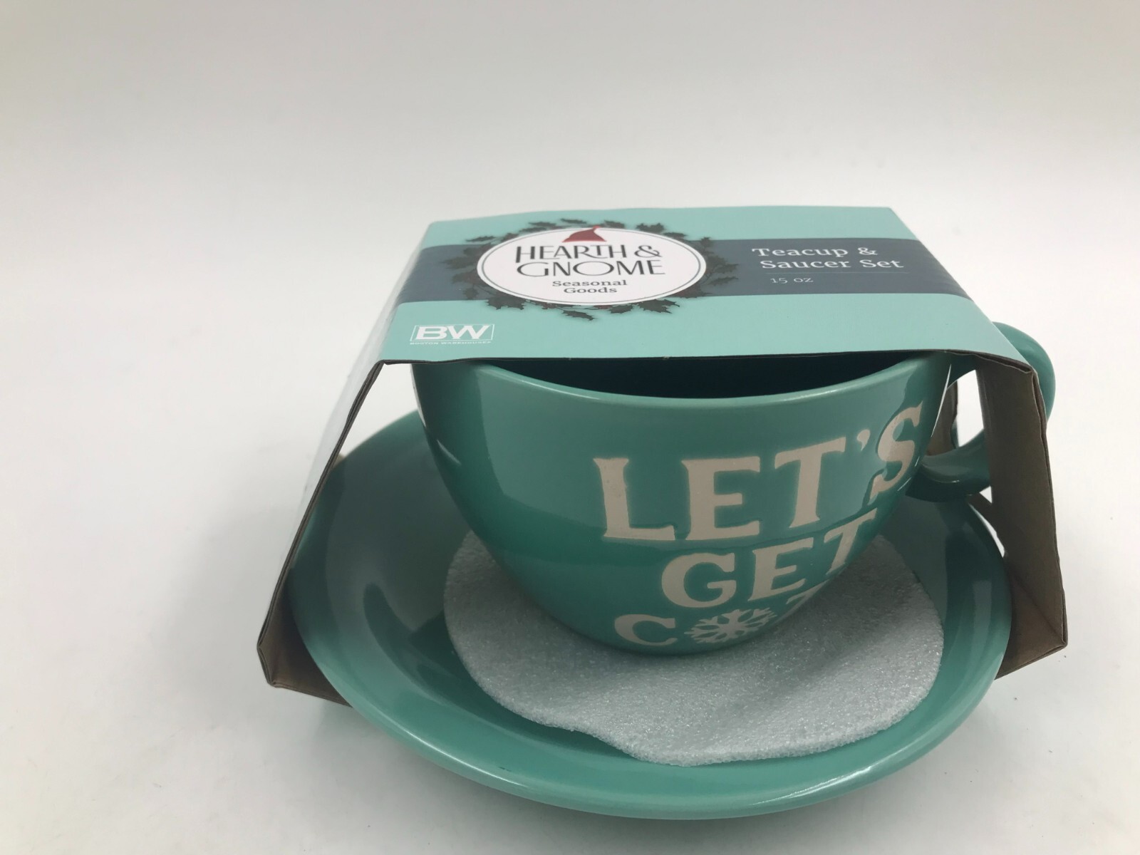 Boston Warehouse Ceramic 15oz Let’s Get Cozy Teacup & Saucer Set BB01B27022