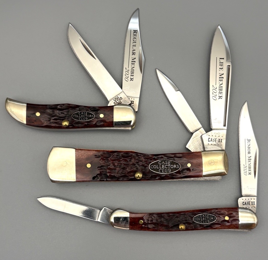 2020 Case XX CCC Life Member set 3 Knives Gunstock Pocket Hunter Mini Coppehead