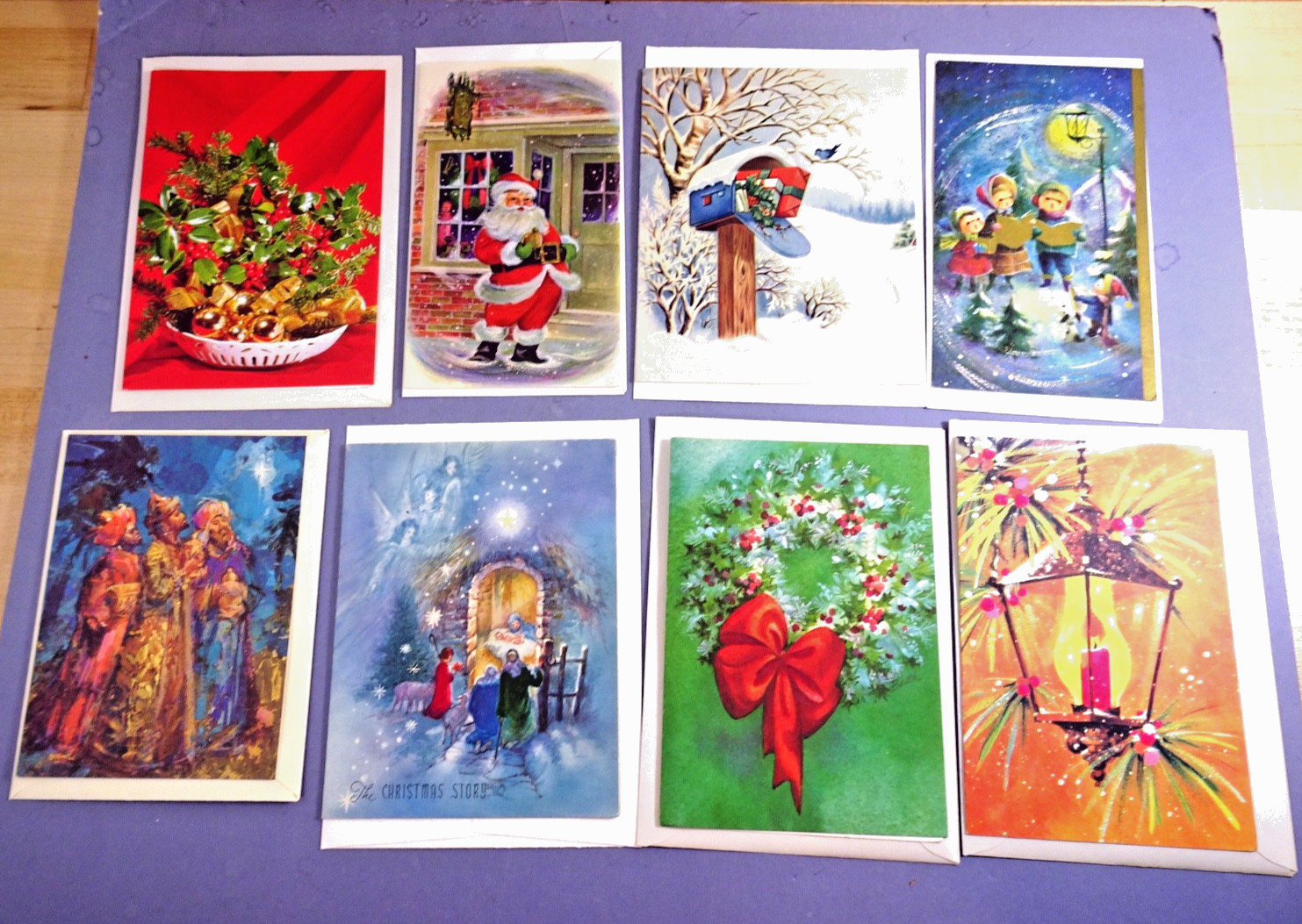 8 Vintage 1950’s 1960’s CHRISTMAS CARDS Holiday Greetings UNUSED w/Envelopes