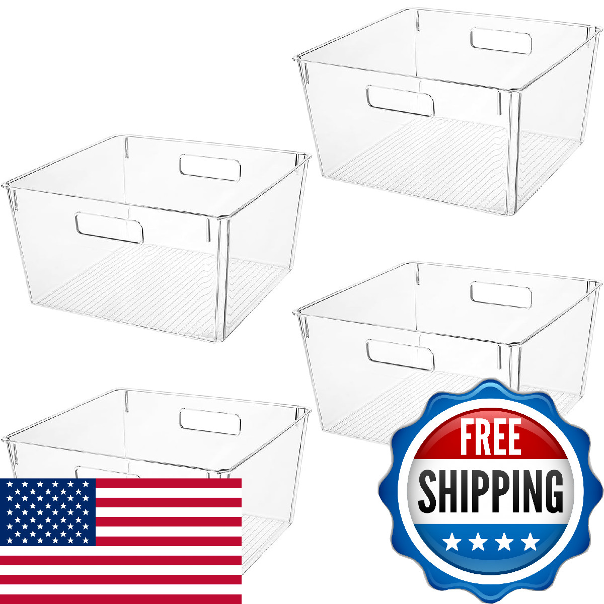 Control Kitchen Extra Large Clear Plastic Storage Bins Perfect For Kitchen