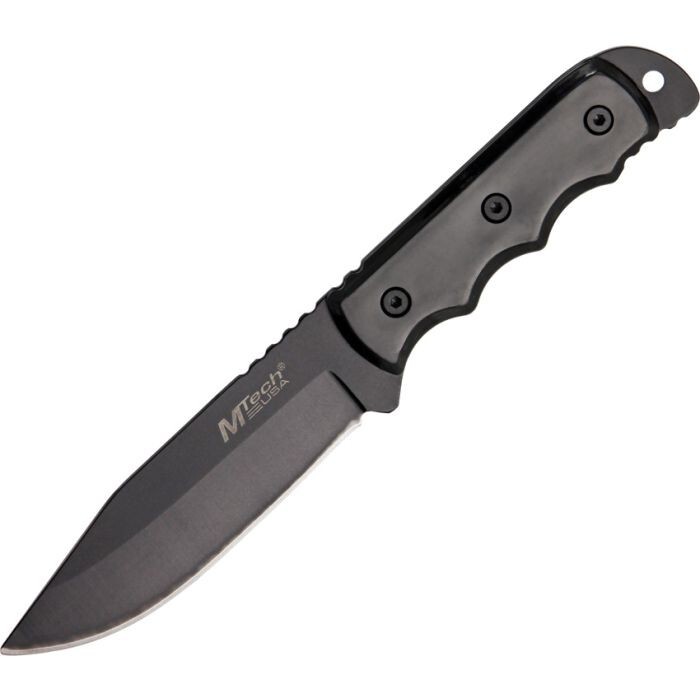 MTech Hunter Fixed Knife 4″ Black Stainless Steel Blade Black Synthetic Handle