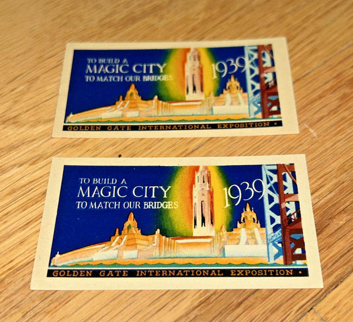 2 – 1939 Cinderella Stamp GOLDEN GATE INTERNATIONAL EXPOSITION – Magic City