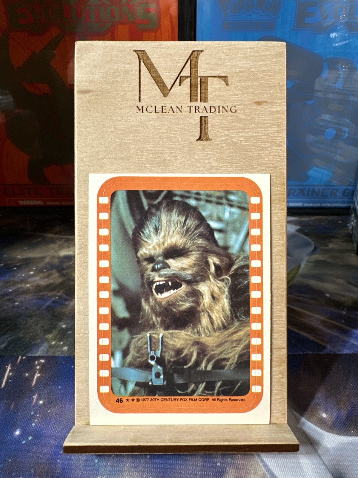 1977 STAR WARS STICKERS 46 CHEWIE AIMS FOR DANGER!
