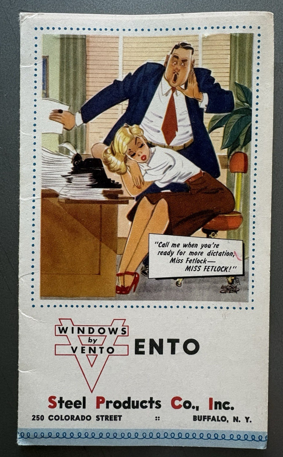 WINDOWS by VENTO-1950s Advertisement Memo Pad-Buffalo New York
