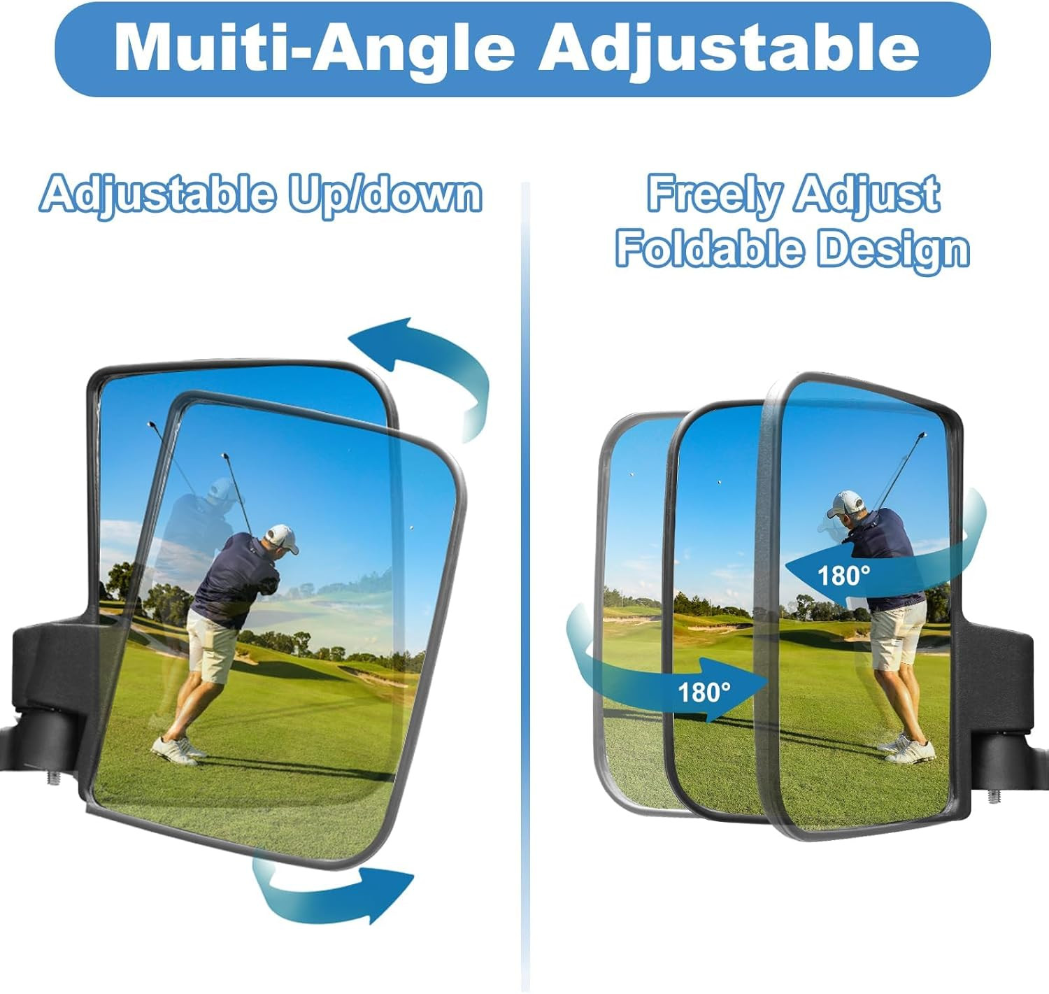 Universal Golf Cart Side Mirrors with Turn Signal Light for Club Car, EZGO, Yama