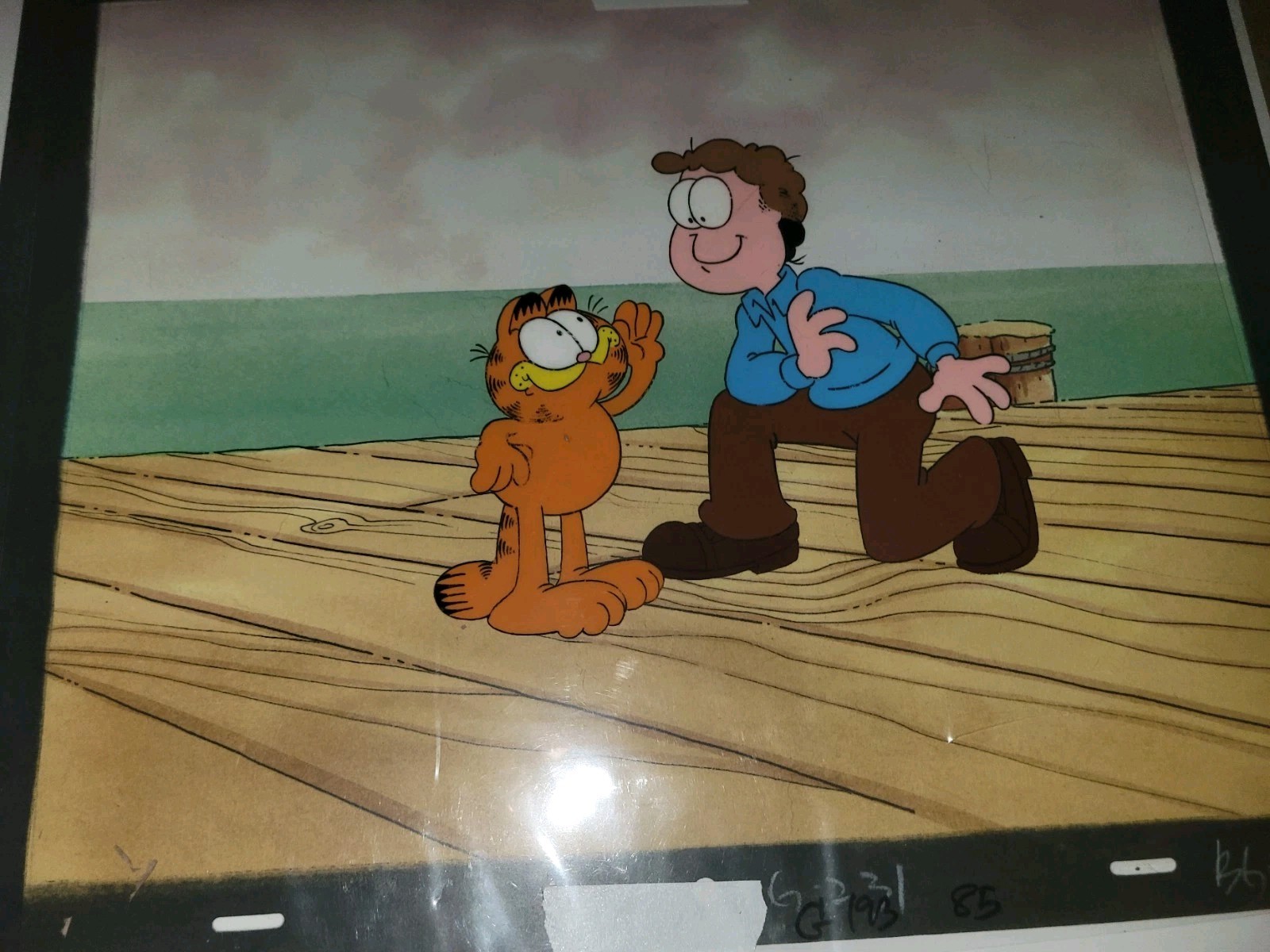 Garfield & Friends Original Production Cel Jon Arbuckle 1993 Floyd Story Framed