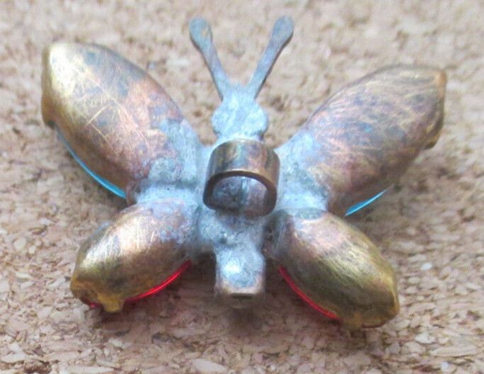 1-Czech Rhinestone Multicolored Butterfly Button #171 26.00mm x 19.88mm