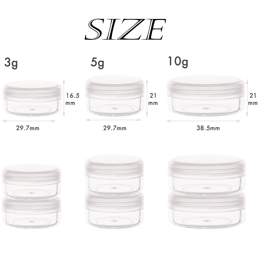 ZEJIA 3 Gram Sample Containers with Lids, 50 Count Tiny 50 Jars, Clear