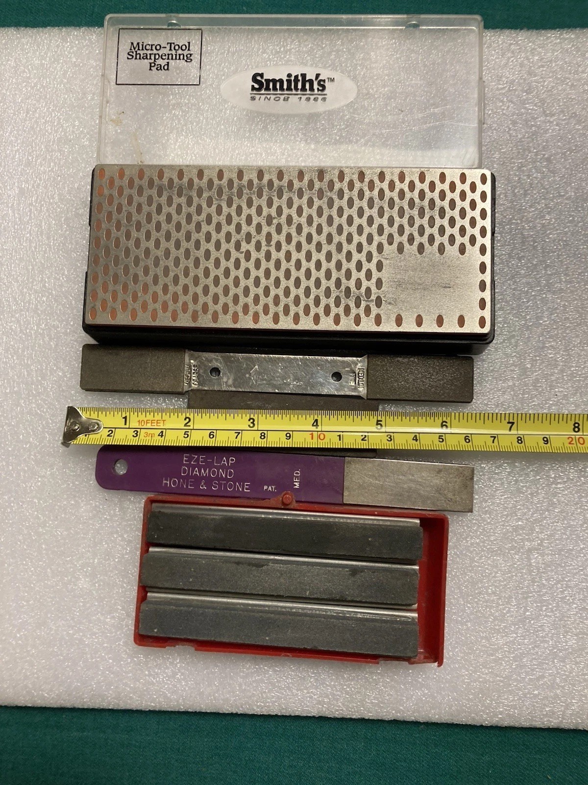 Lot of 7 Pieces Knife Sharpening Stones Hones EZE LAP Smith’s ~ Stone & Diamond