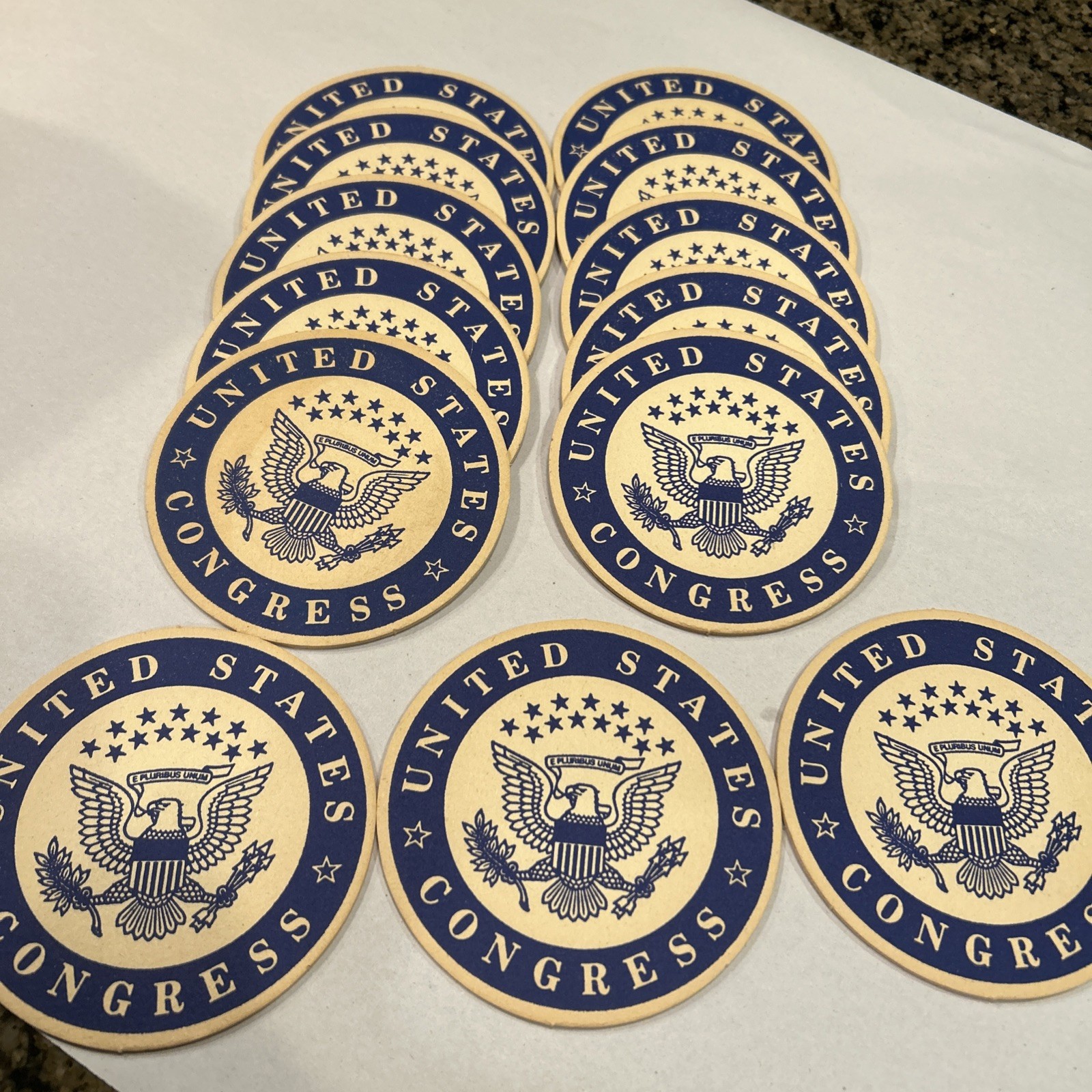 United States Congress Official Seal Set/13 Bar Drink Coasters 4” Diameter