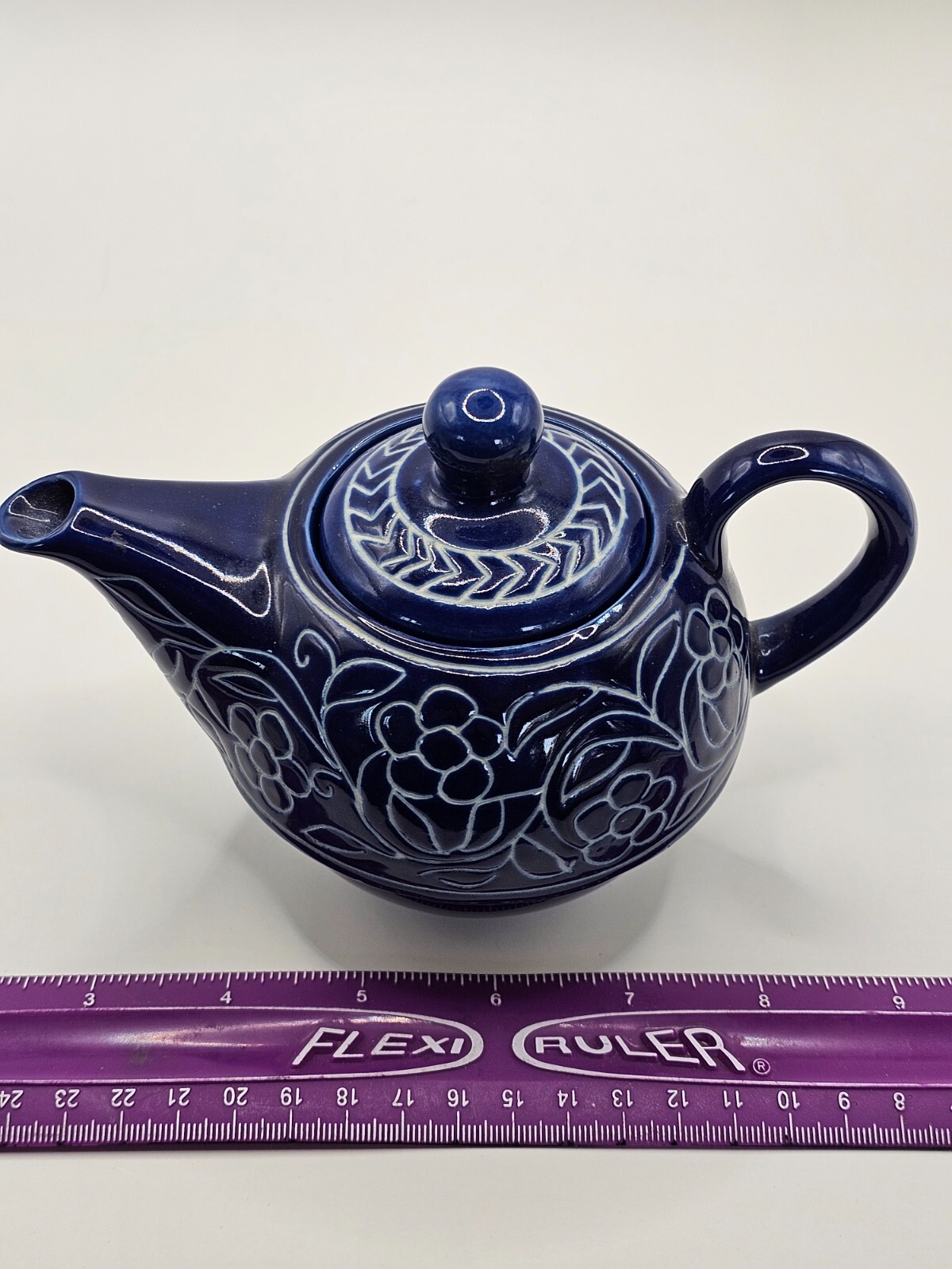 Vintage Jaipur Blue Pottery Teapot Flowers Desert Sands – Indian Ceramic Art
