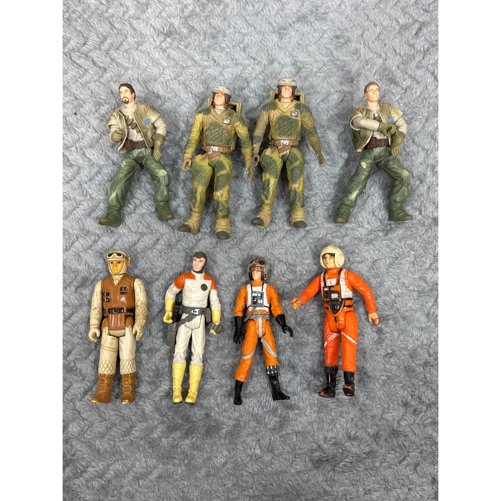 Star Wars Rebel Pilot & Endor Soldier Action Fig. Lot of 8 Hasbro Kenner 3.75in