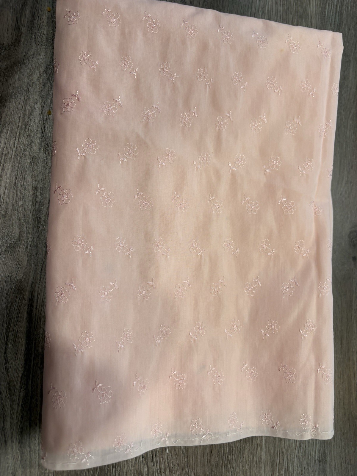 Vintage PINK EMBROIDERED FLORAL SEMI SHEER FABRIC~1 Yrd +
