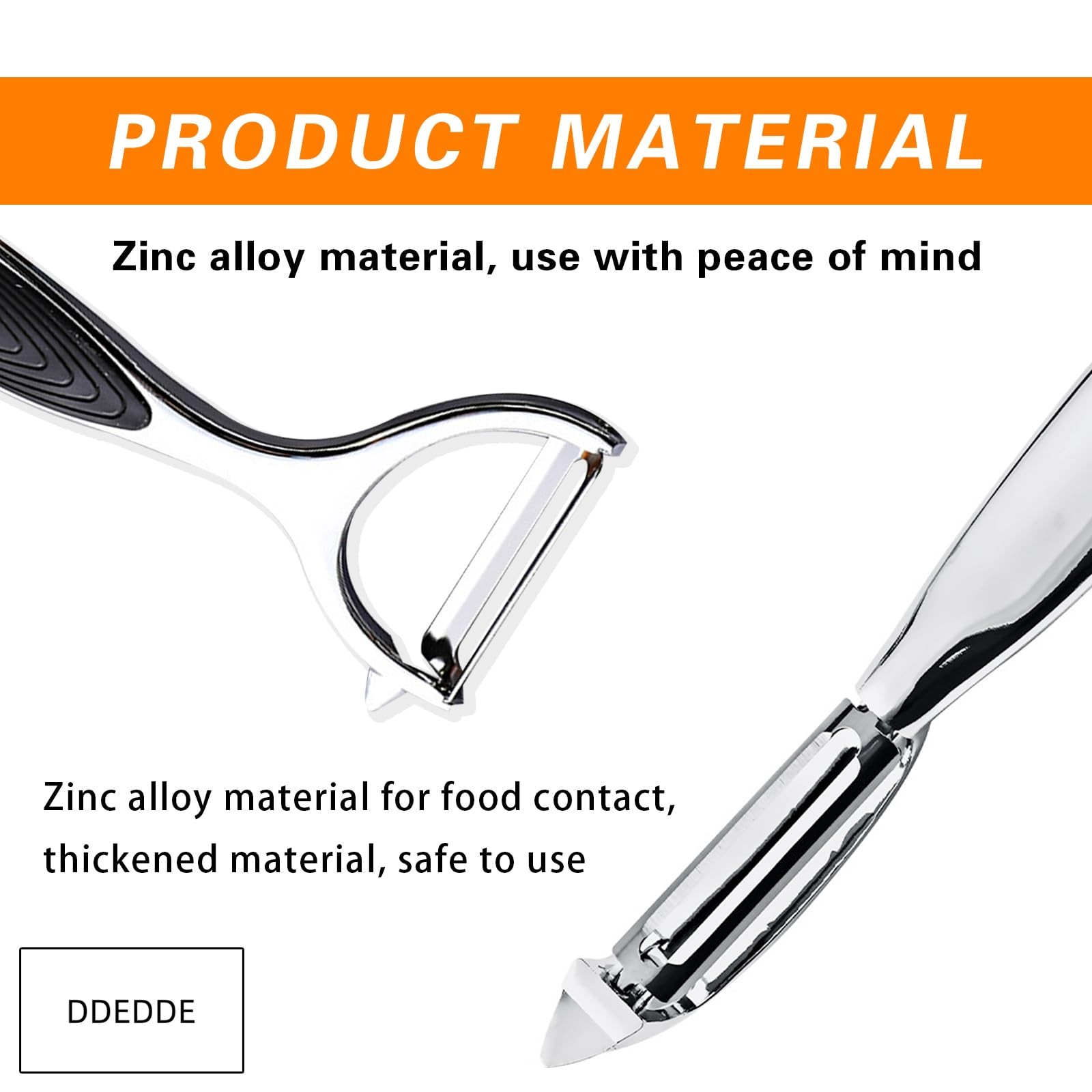 Zinc Alloy Vegetable Peeler Set, 2-Pack Y-Type and Straight Medium, Black
