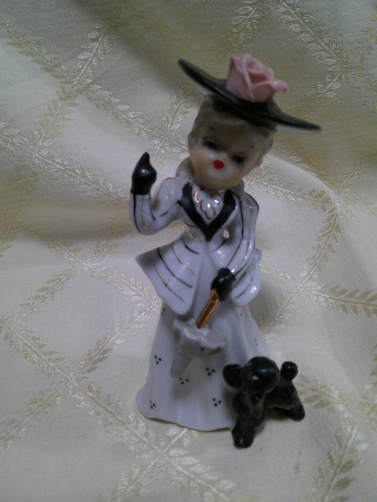 Vtg 50’s SHAFFORD Fancy Lady w Parasol & Poodle Porcelain Figurine 5.5″ Japan