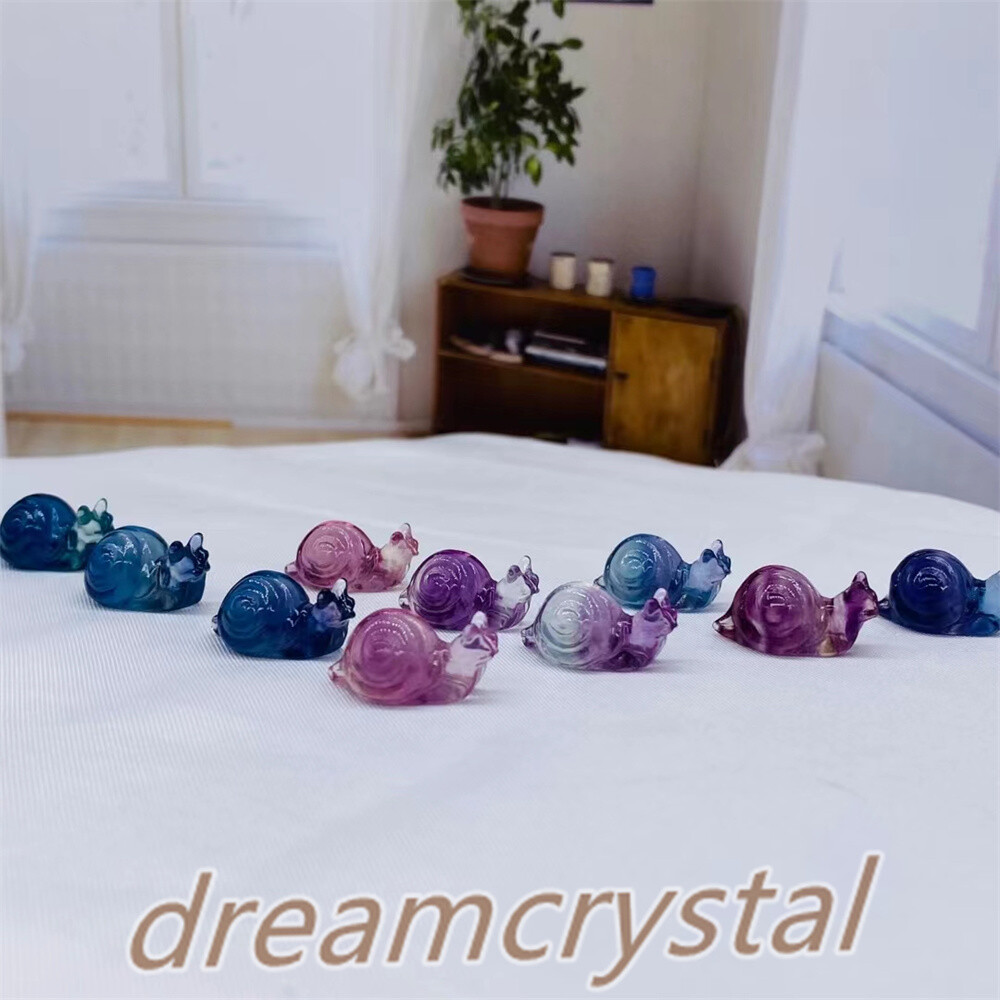5pcs Natural Fluorite Snail Skull Carved Small Quartz Crystal Skull Gift