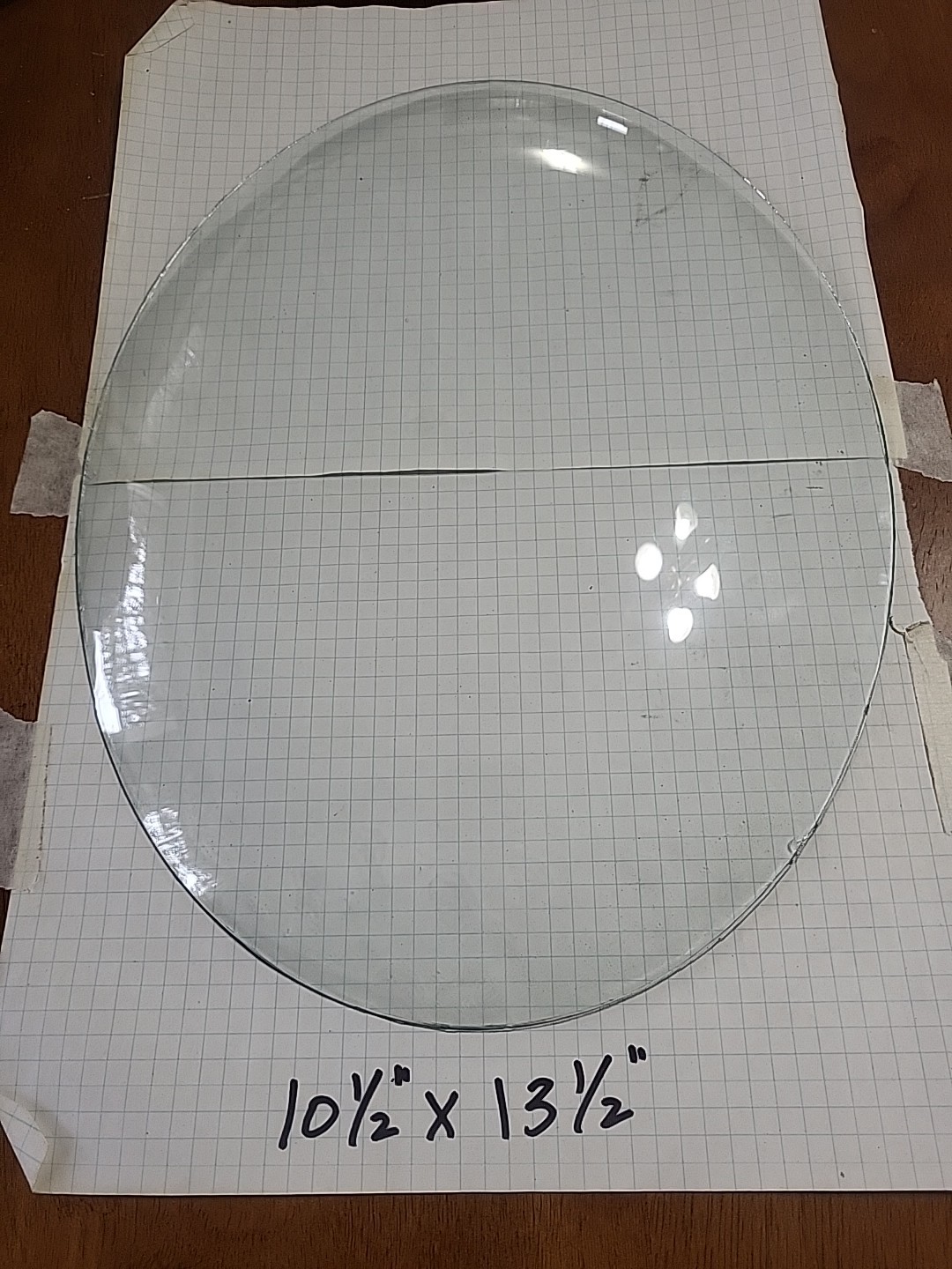 Antique Curved Bubble Glass Convex REPLACEMENT 13.5″ X 10.5″ Vintage Oval