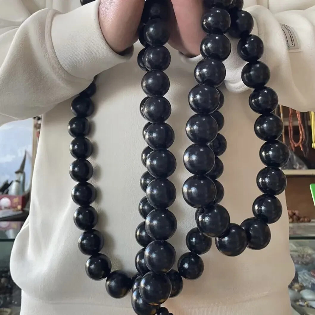 30mm 54 Shaolin Buddha Monk Prayer Mala Black Beads Necklace Kung Fu Suit Rosary