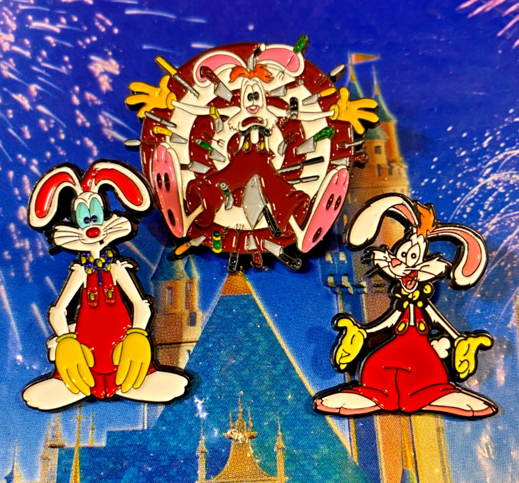 😋 Cute Roger Rabbit 3 Pin Fantasy Lot – Who Framed Roger Rabbit Cartoon Pin Set
