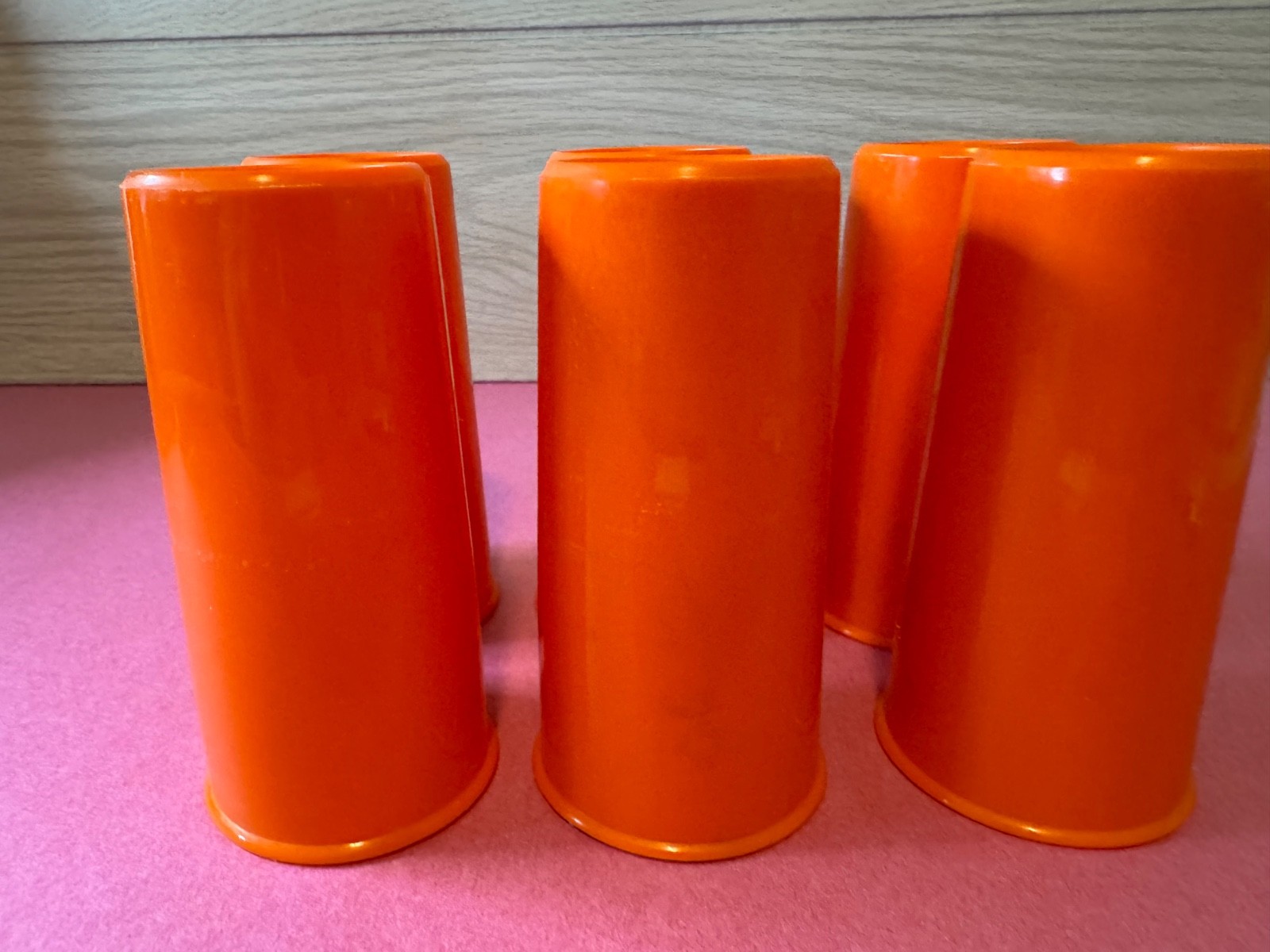 (6) Vintage Tupperware 9 oz Orange Tumbler Set NEW No Lids