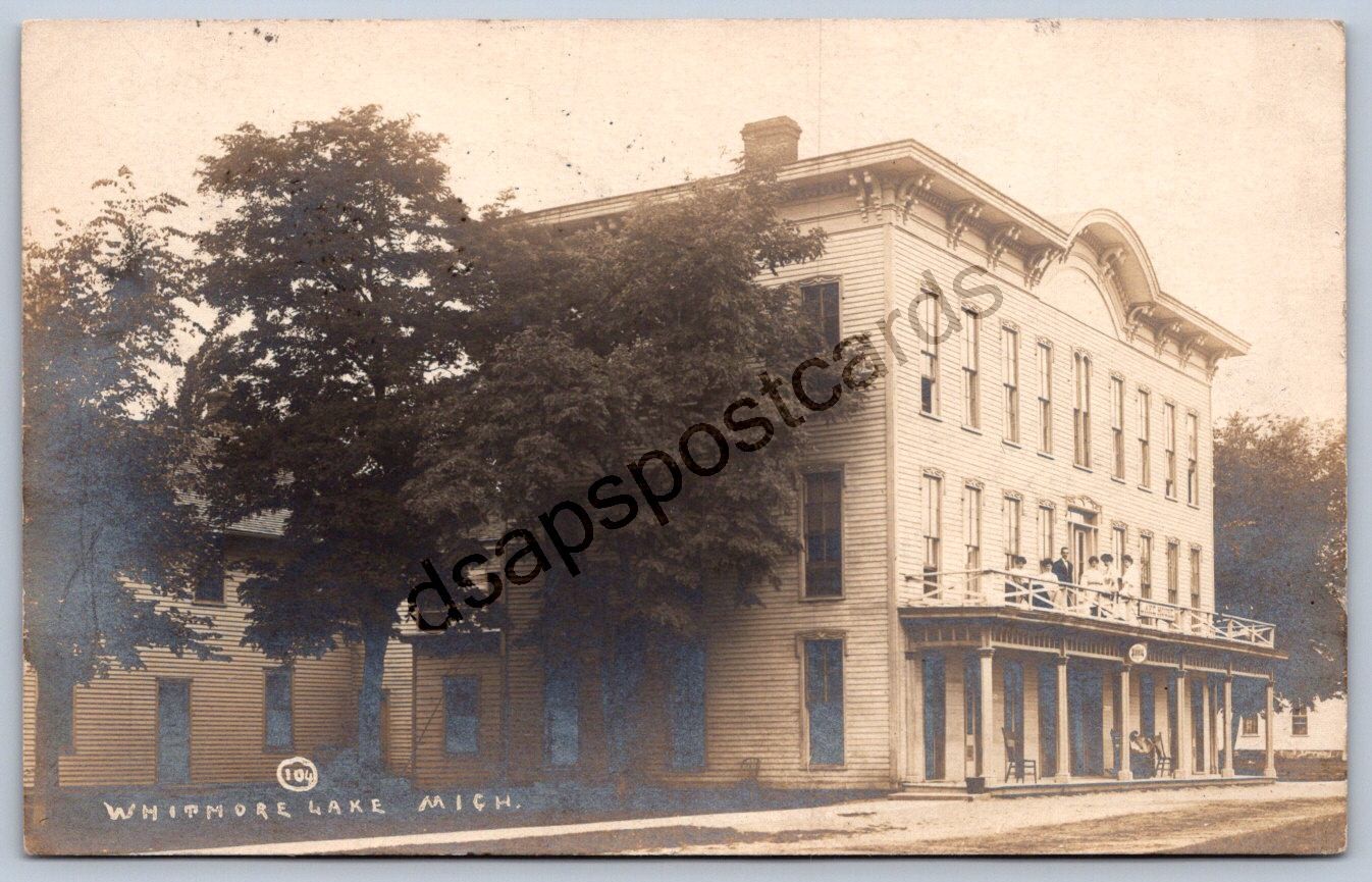 K49/ Whitmore Lake Michigan RPPC Postcard c1910 Lake House Hotel 519