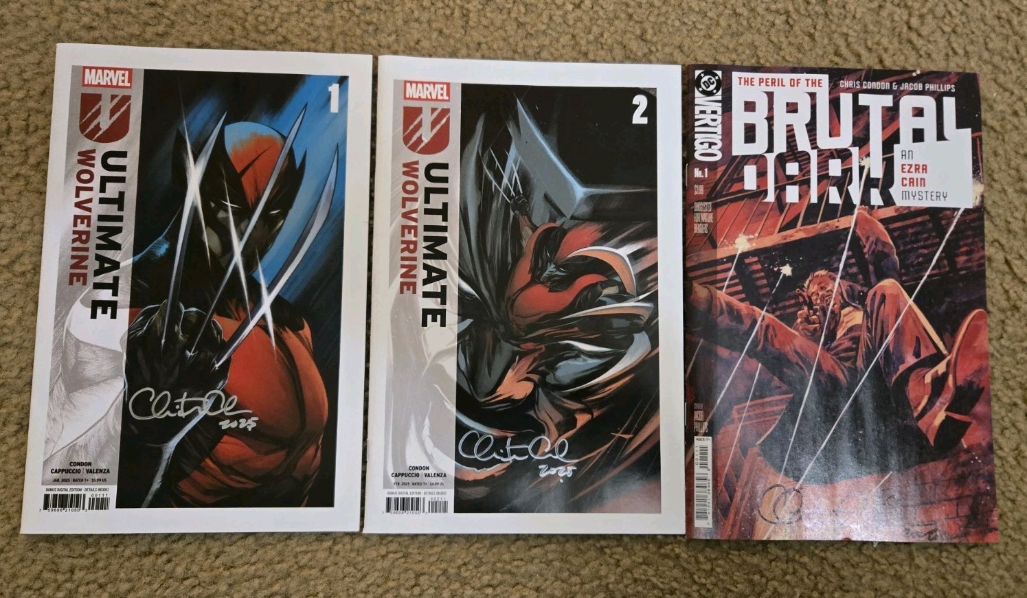 Ultimate Wolverine #1 & #2 Brutal Dark Ezra Cain #1 Signed By Chris Condon