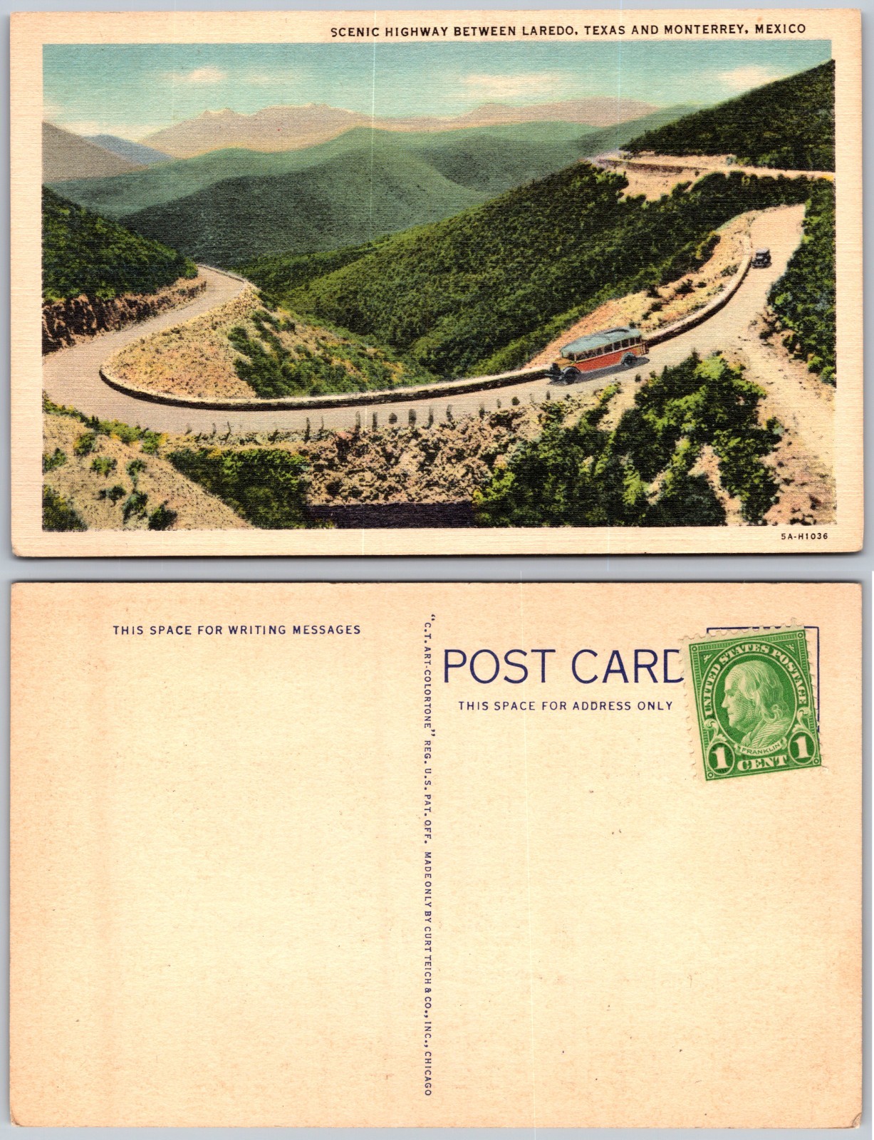 Laredo Texas Monterrey Mexico Highway Postcard