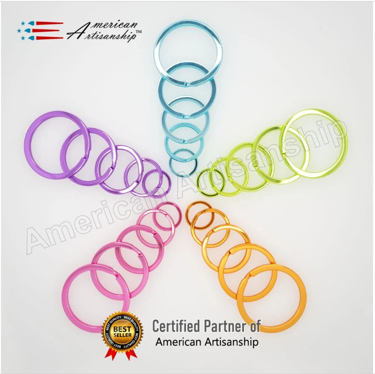 Key Rings Flat Split Ring Double Loop Keychain Metal Plating Vibrant Colors