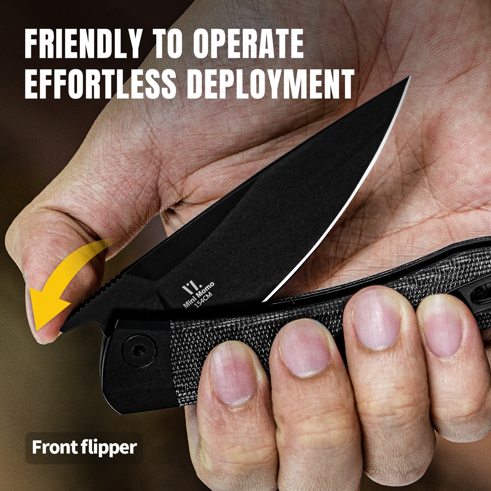 Kizer Mini Momo Drop Point Folding Knife 154CM Blade Aluminum+Micarta Handle