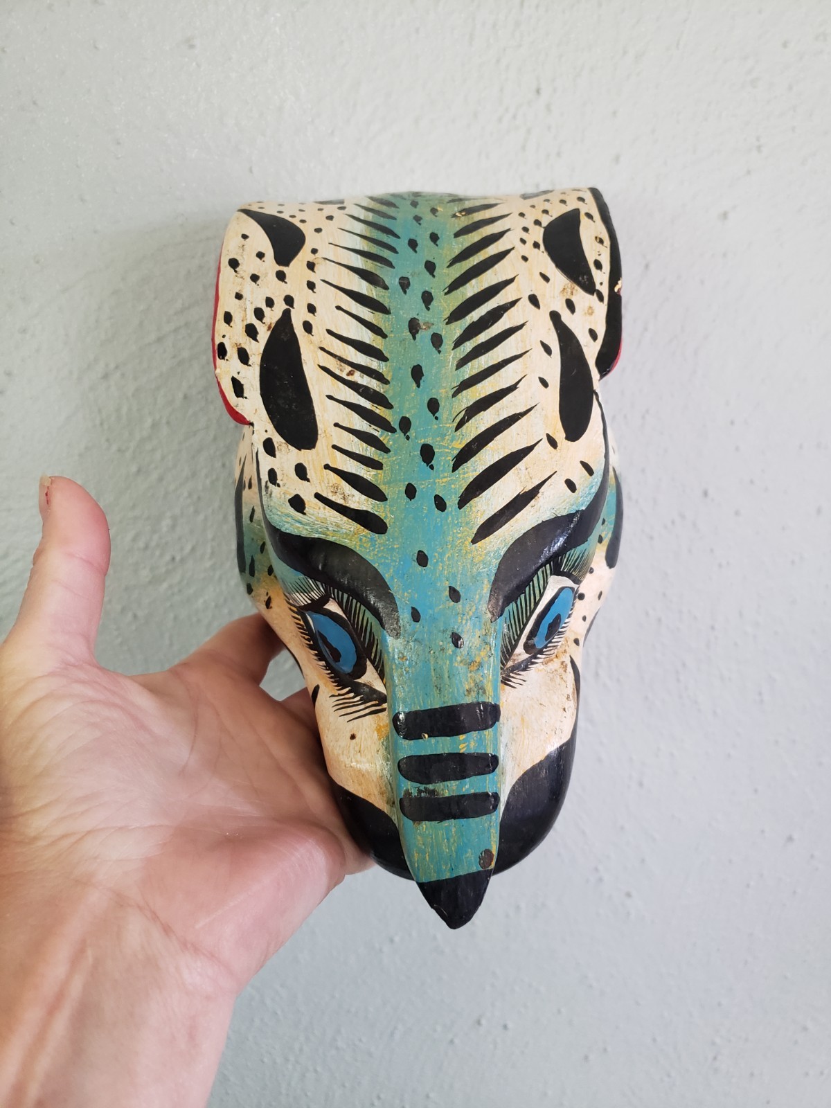 Vintage Mexican Folk Art, Tiger?leopard? Wild Cat Mask Wall Decor