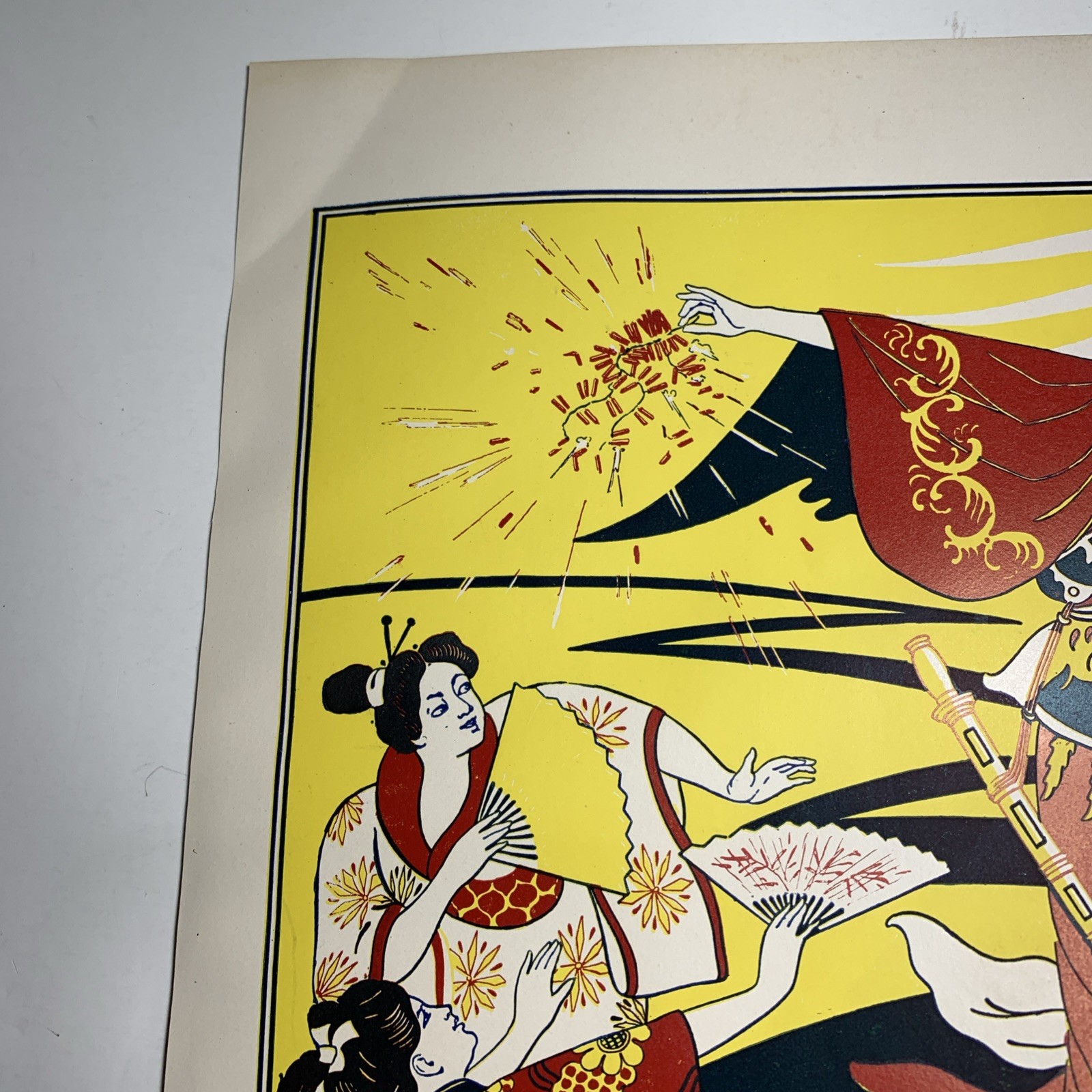 RARE Ault Wiborg Litho Printing INK Poster Sign Original Art Oriental Ladies Man