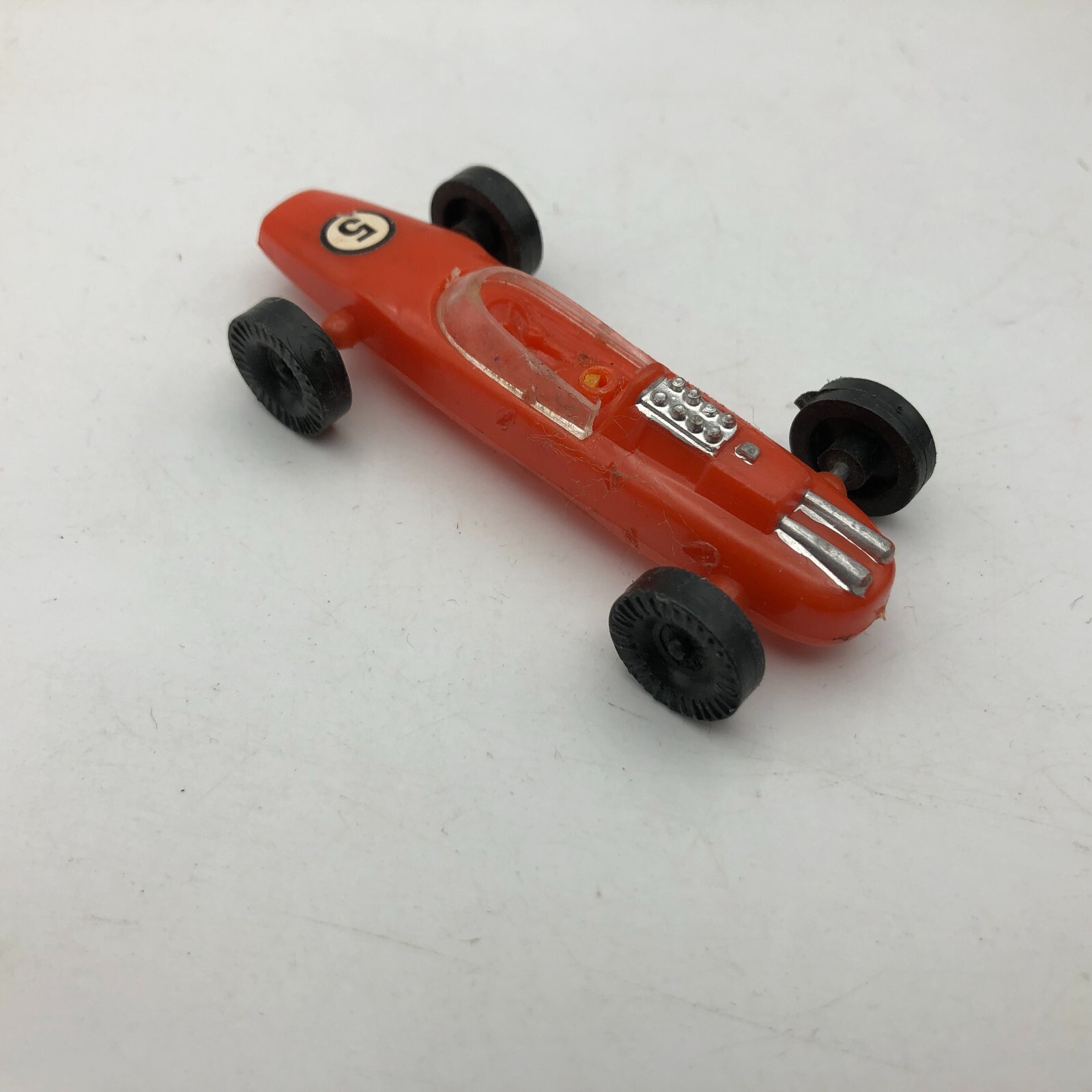 Red Plastic Toy Race Car 3″ Long Less Driver As Is READ Vintage Hong Kong No. 5