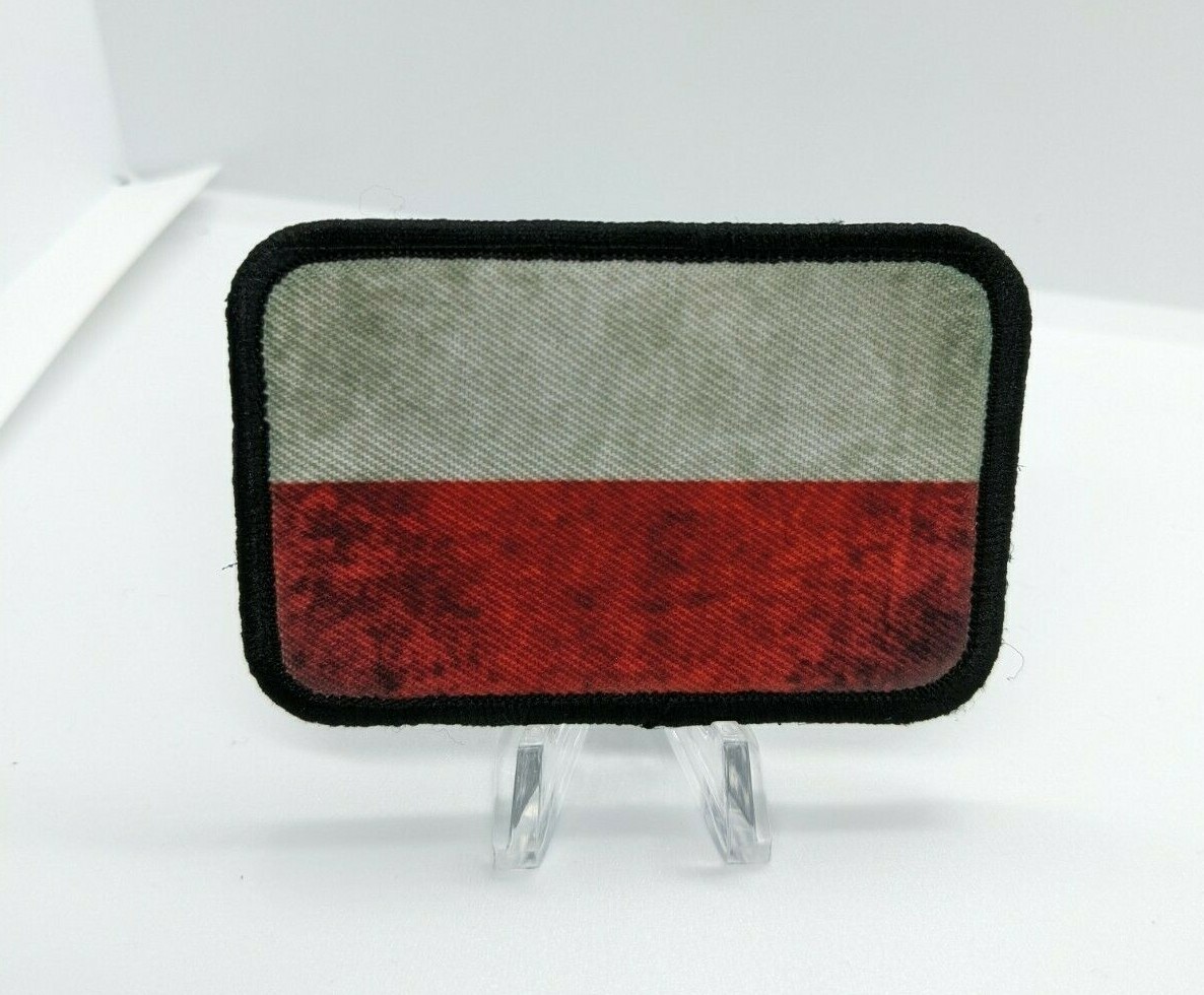 Distressed Polish Flag Poland 2″x3″ tactical hook & loop backing morale patch