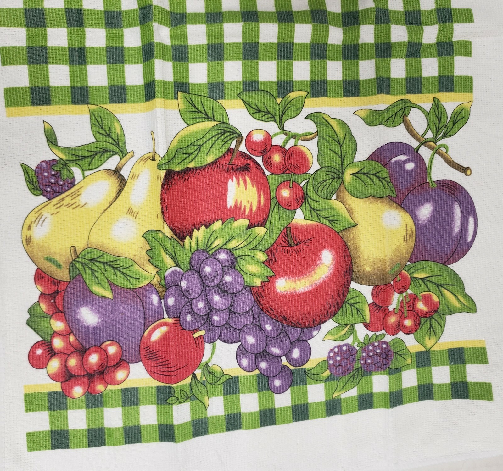 2 SAME KITCHEN MICROFIBER TOWELS (15″x25″) BRIGHT FRUITS