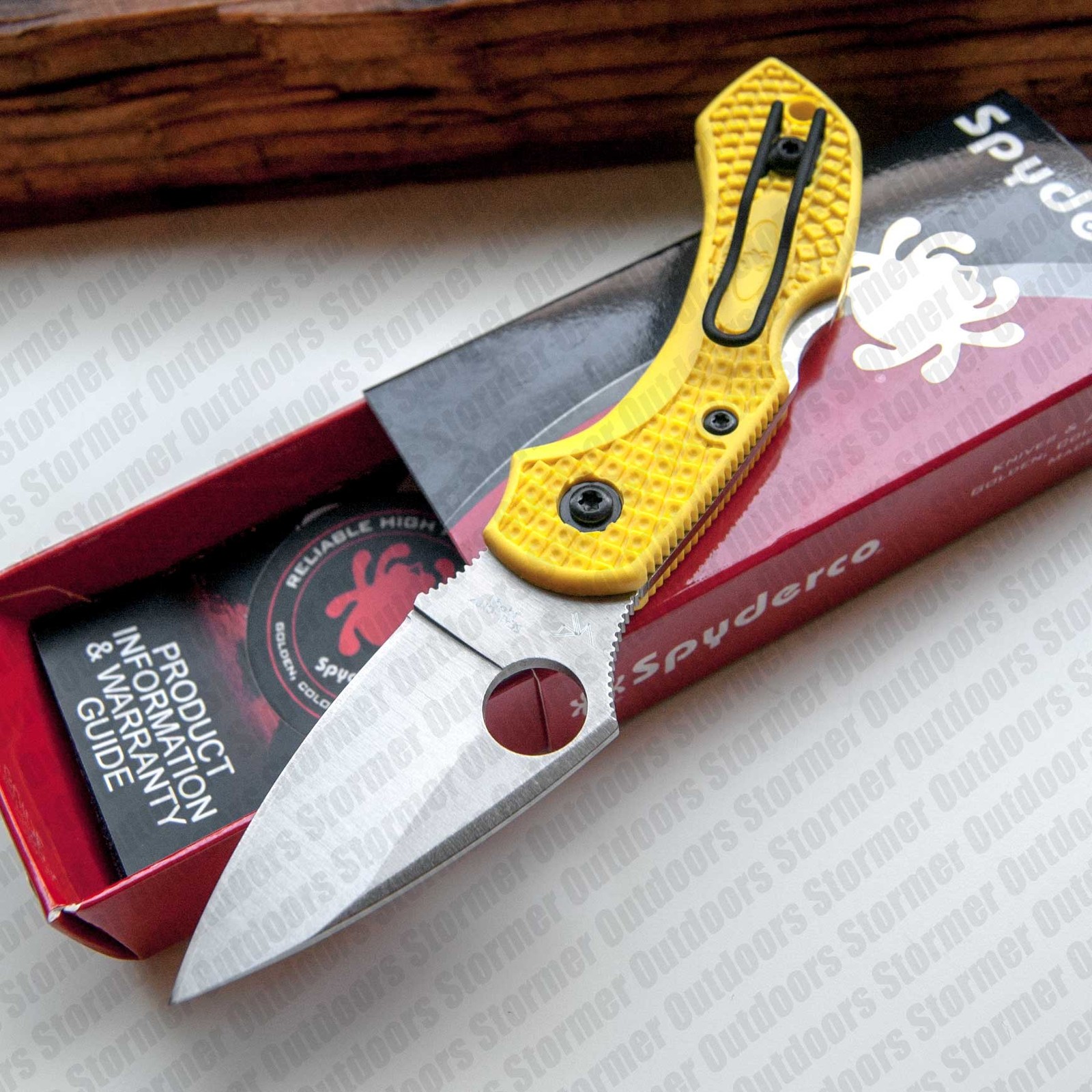 Spyderco Dragonfly 2 Salt Lockback Knife H2 Steel Plain Edge Yellow FRN C28PYL2
