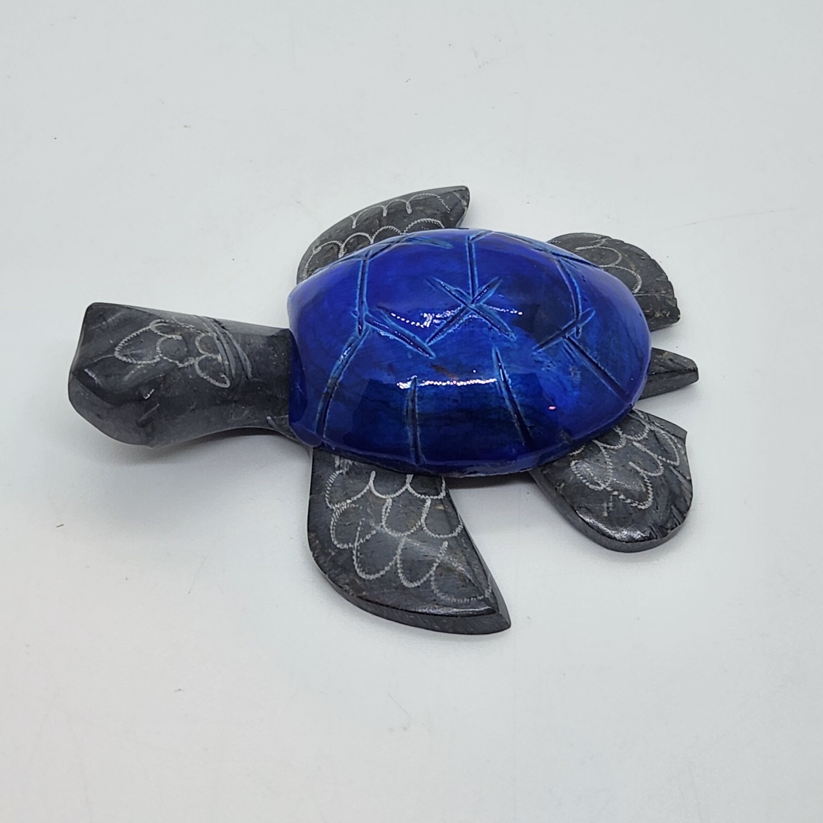Save The Turtles Blue Turtle Stone Figurine Hand Crafted In Equador