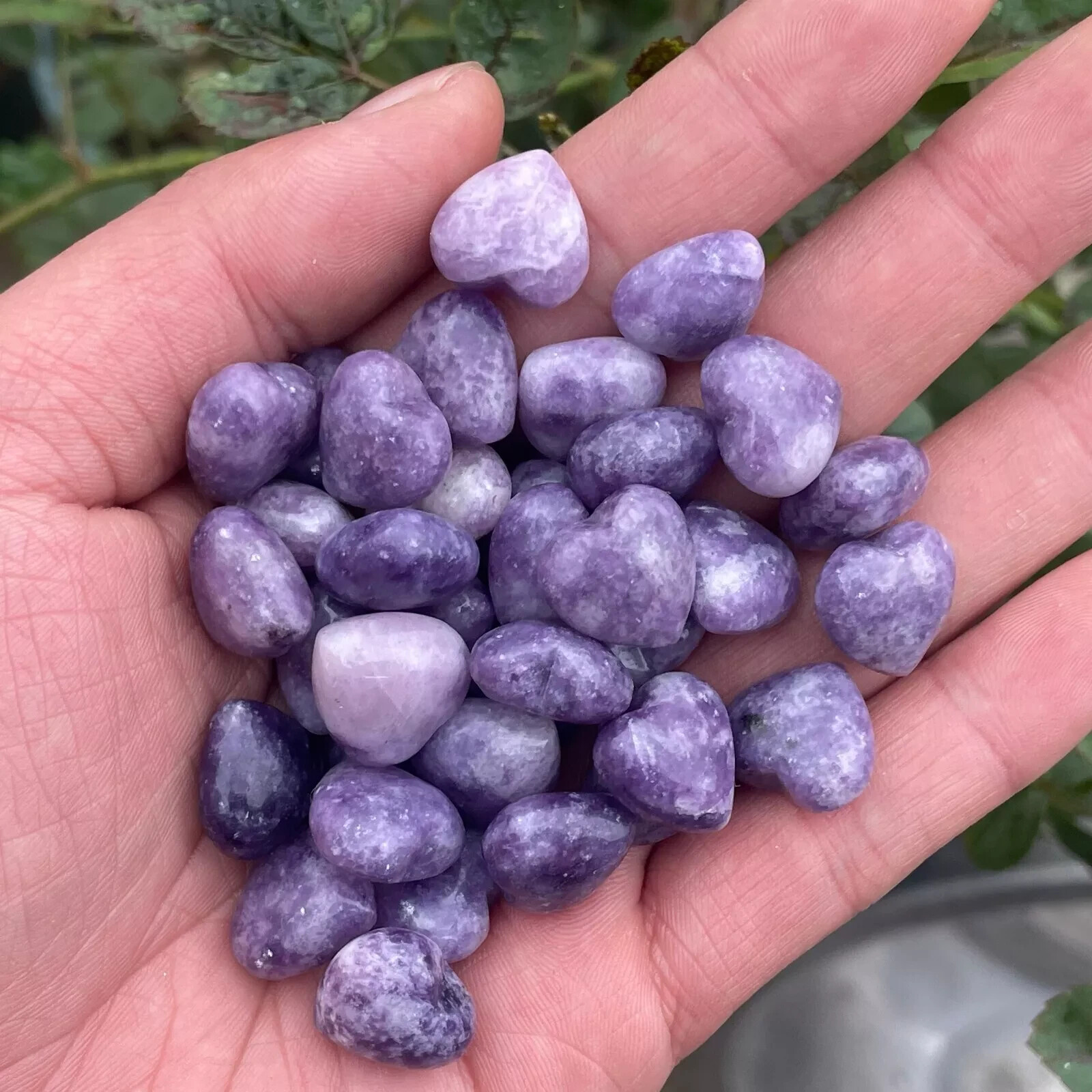 10pc Natural lepidolite Mini Heart hand-carved quartz crystal reiki gift