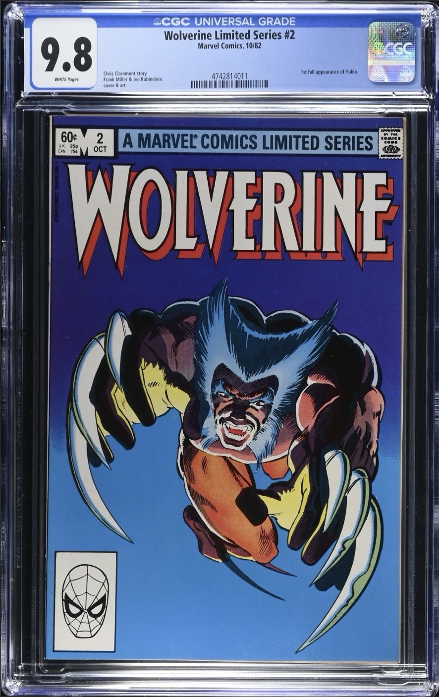 Wolverine Limited Series #2 CGC 9.8 First App Of Yukio 1982 Frank Miller