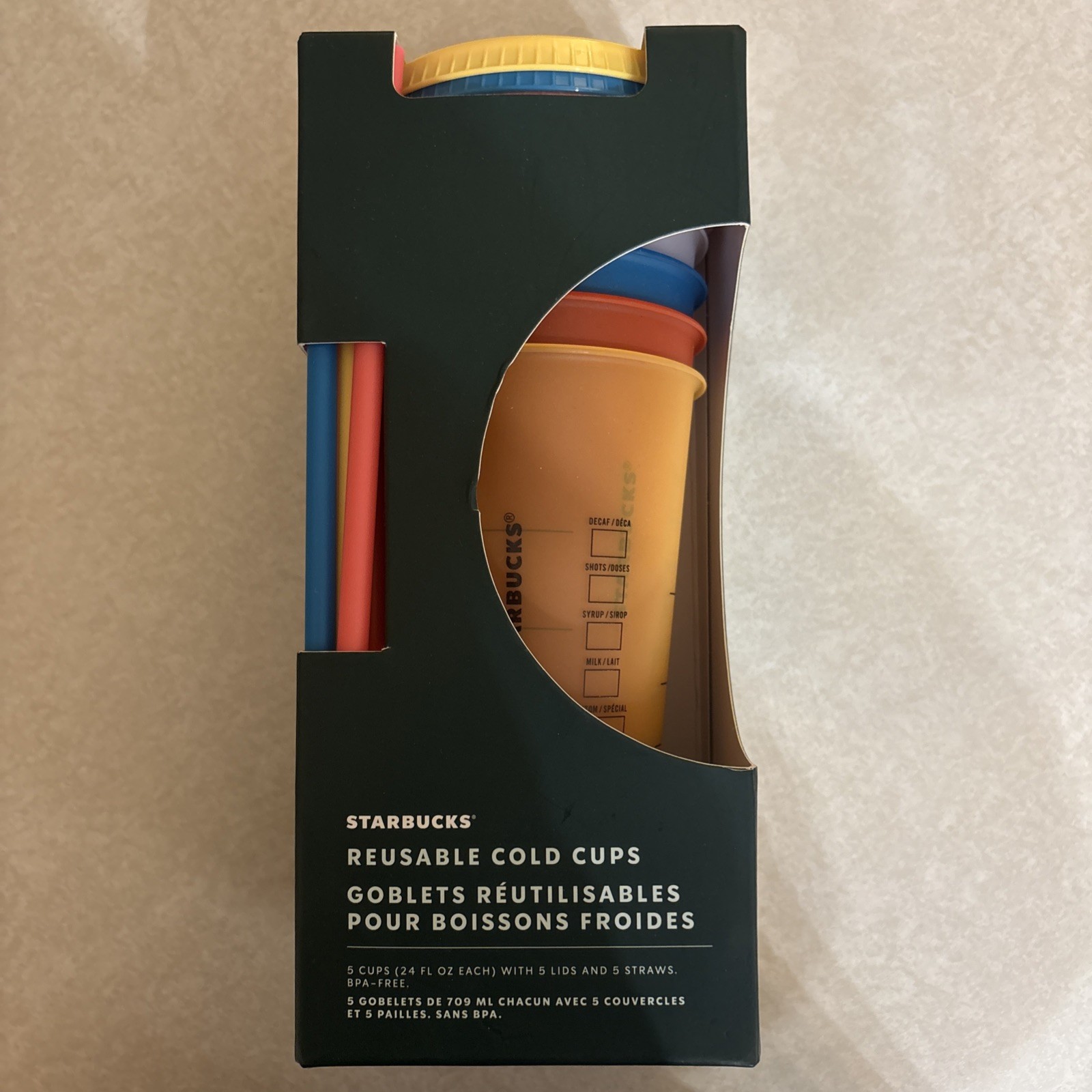 Starbucks Reusable Cold Cups 2020 5 Pack 24 oz Chill Summer Retro Color Cups