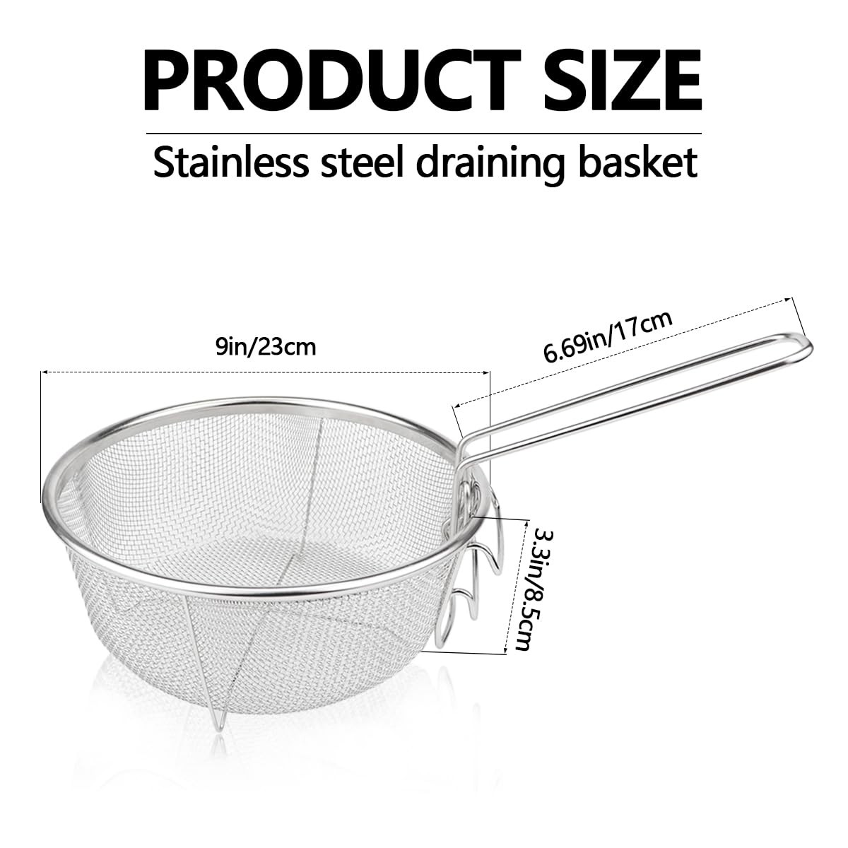 Multifunctional Foldable Stainless Steel Round Wire Mesh Deep Fry Basket