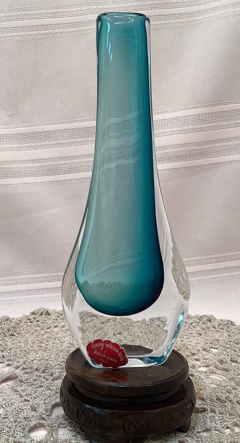 Vintage Murano Art Glass Single-stem Vase By Flavio Poli, Italy, 9” Tall