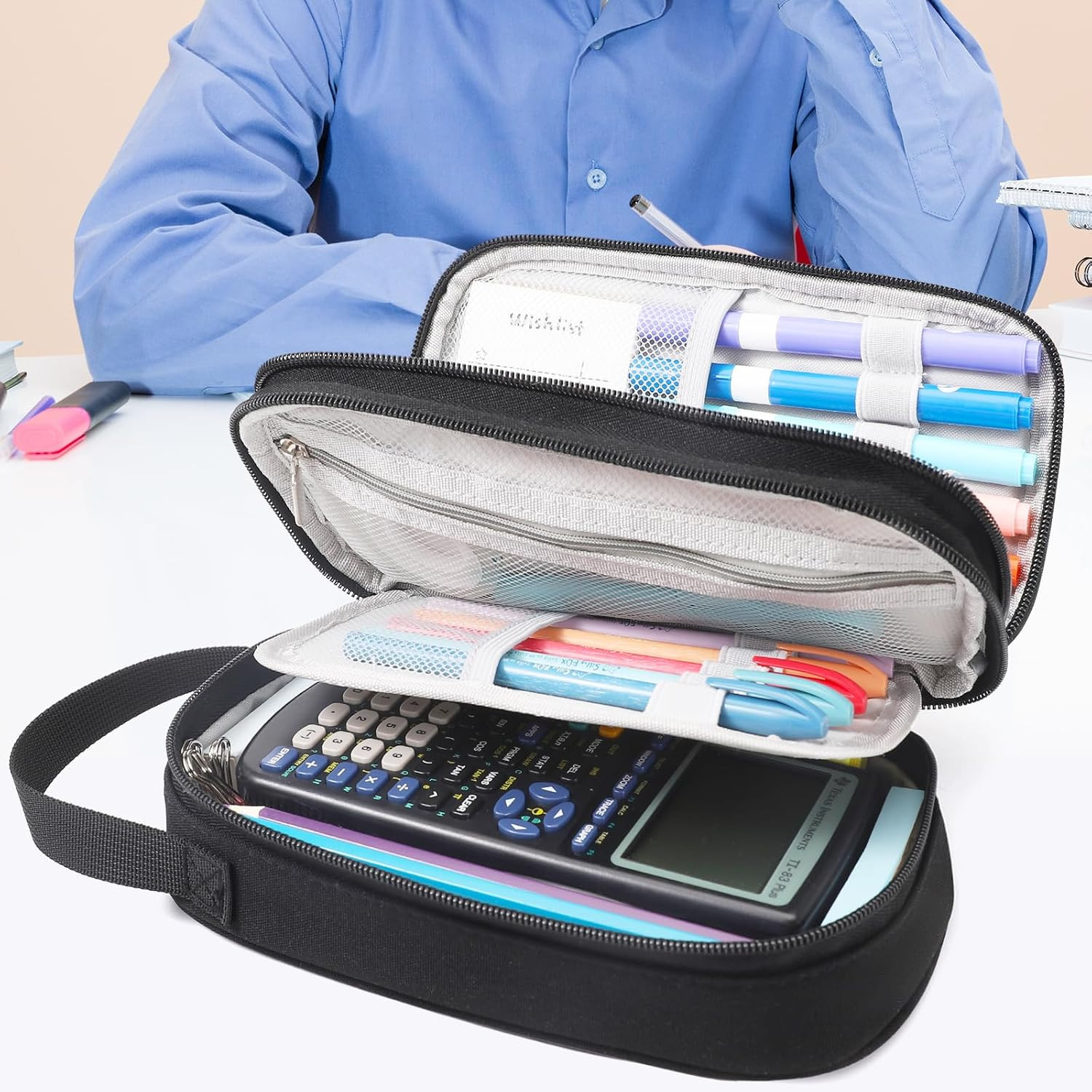 Pencil Case Large, High Capacity Canvas Big Pencil Pouch Organizer Holder | 5 Co
